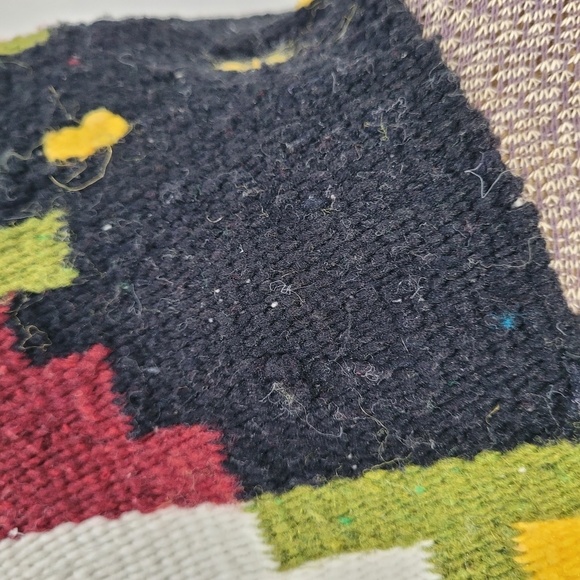 Vintage Mexican wool poncho with thunderbirds - Picture 8 of 11